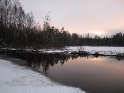 Зимний пейзаж с речкой