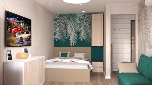 Зона спальни и гостиной