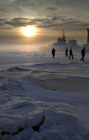 Морозный вечер на финском заливе в санкт-петербурге