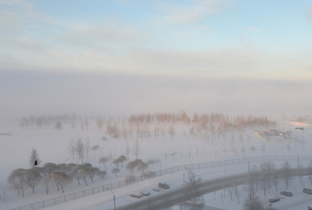 Морозный туман на финском заливе