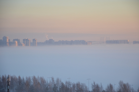 Зимний туман на финском заливе в санкт-петербурге