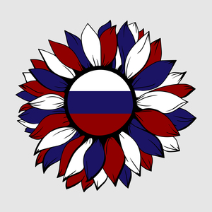 Подсолнух с флагом россии