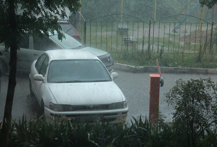 Летний ливень во дворе