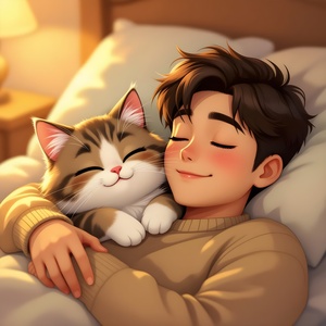 The cat is sleeping